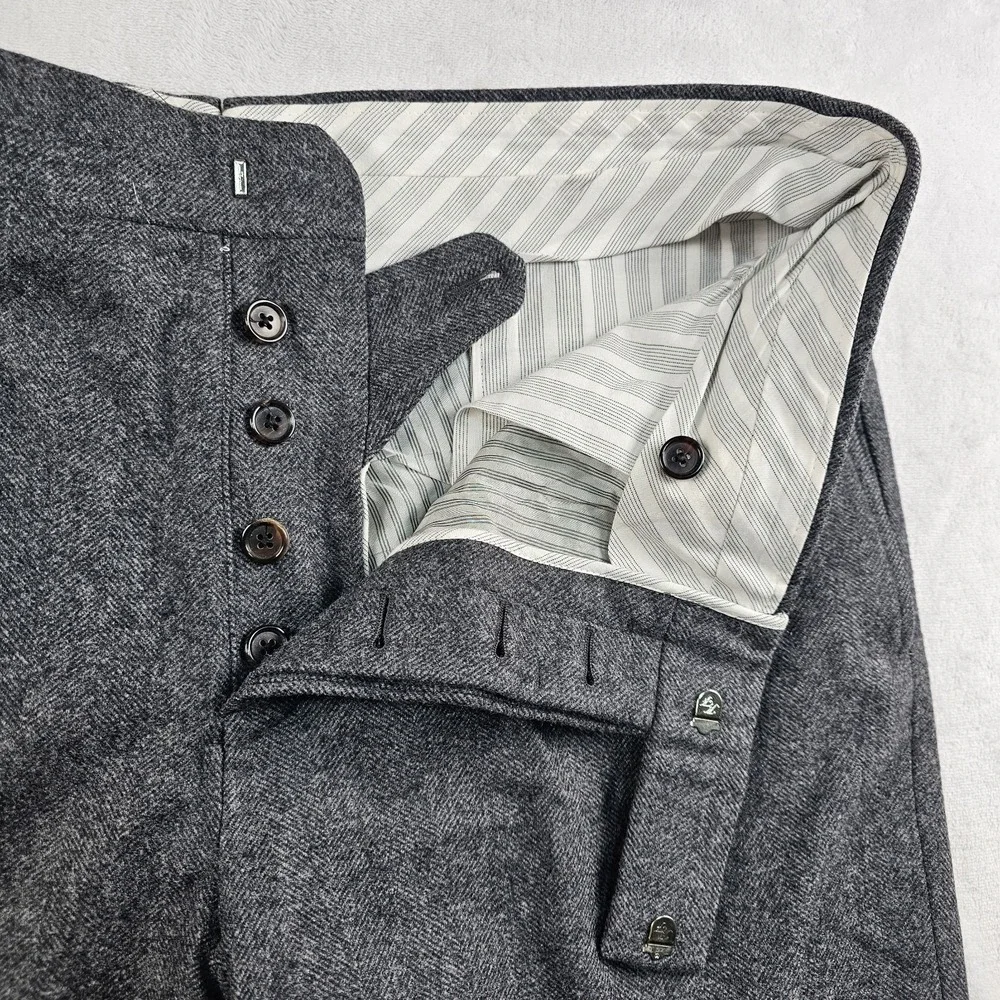 Brooks Brothers Black Fleece Trousers Men BB3 36x27 Flannel Wool USA Herringbone
